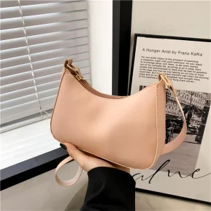 Shoulder Bags WOMEN'S Bag Underarm Bag Handbags Retro Solid Color PU Leather Shoulder Underarm Bags Casual Women Hobos Handbags