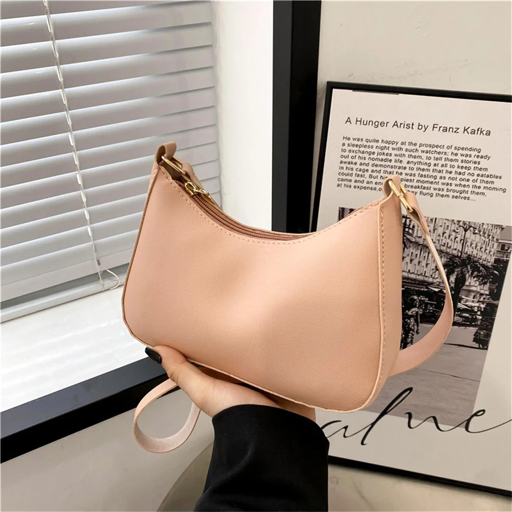 Shoulder Bags WOMEN'S Bag Underarm Bag Handbags Retro Solid Color PU Leather Shoulder Underarm Bags Casual Women Hobos Handbags